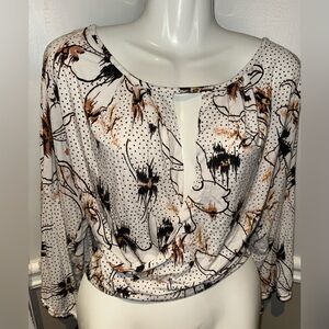 Free People Floral Print Long Sleeve Sexy Flowing Top Size Extra Small